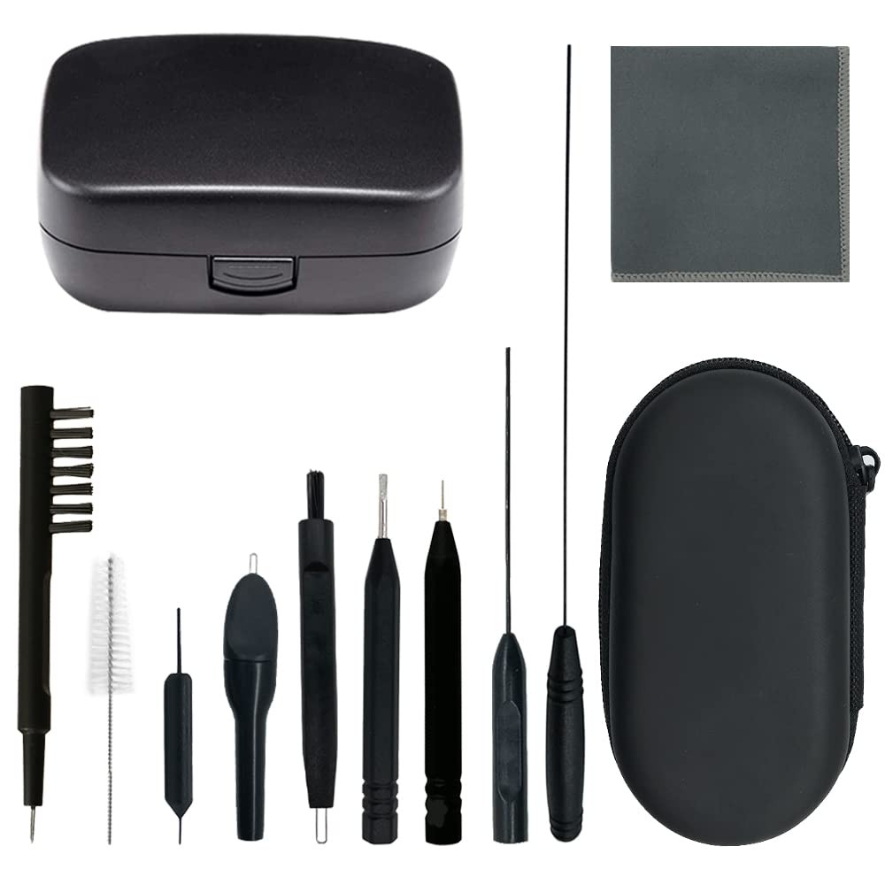 12 Pieces Hearing Aid Cleaning Brush Kits Tools with Wax Loop and Magnet Suitable for Earbuds/Headphones Cleaner with Storage Case