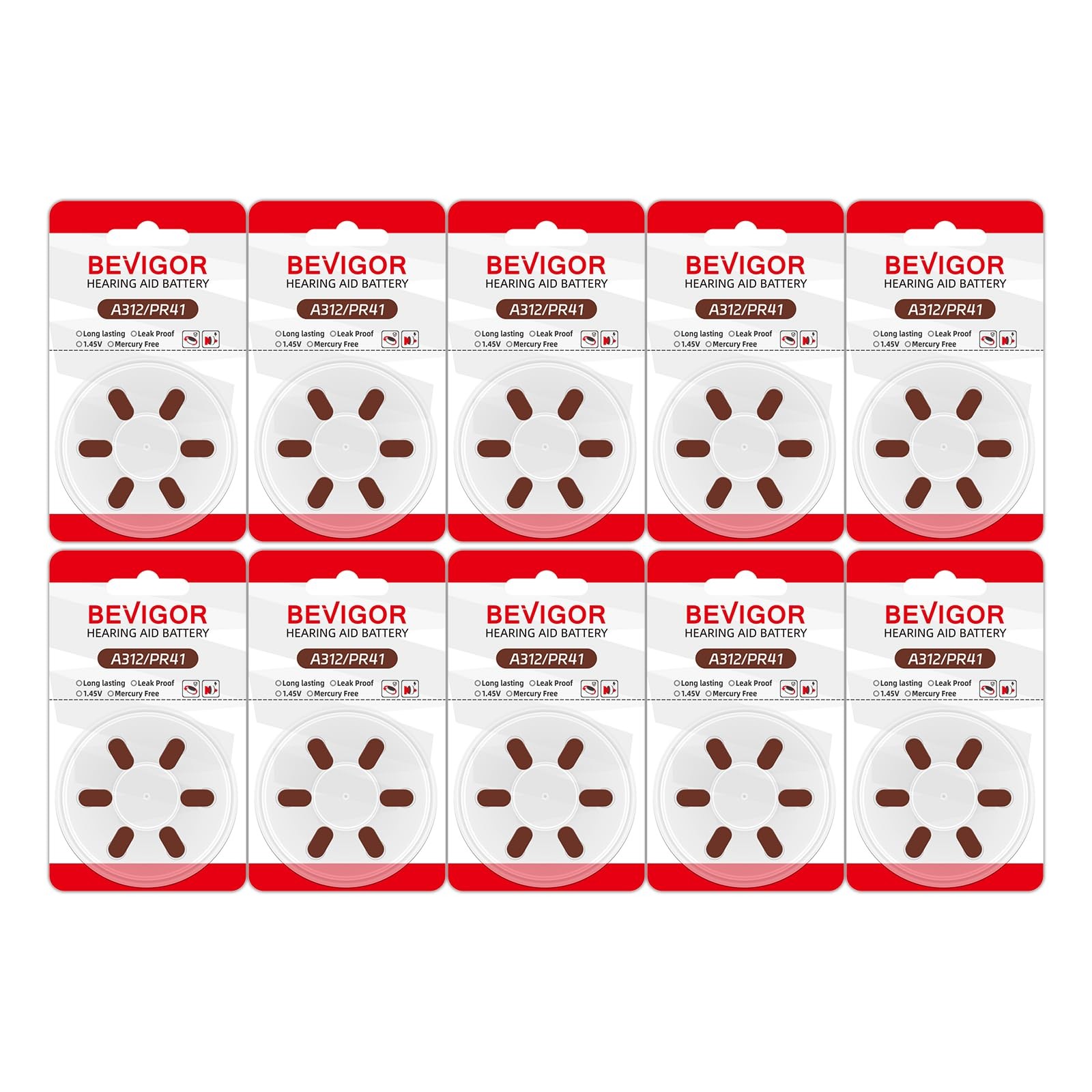 BEVIGOR Hearing Aid Batteries Size 312 (A312-60 Pack)