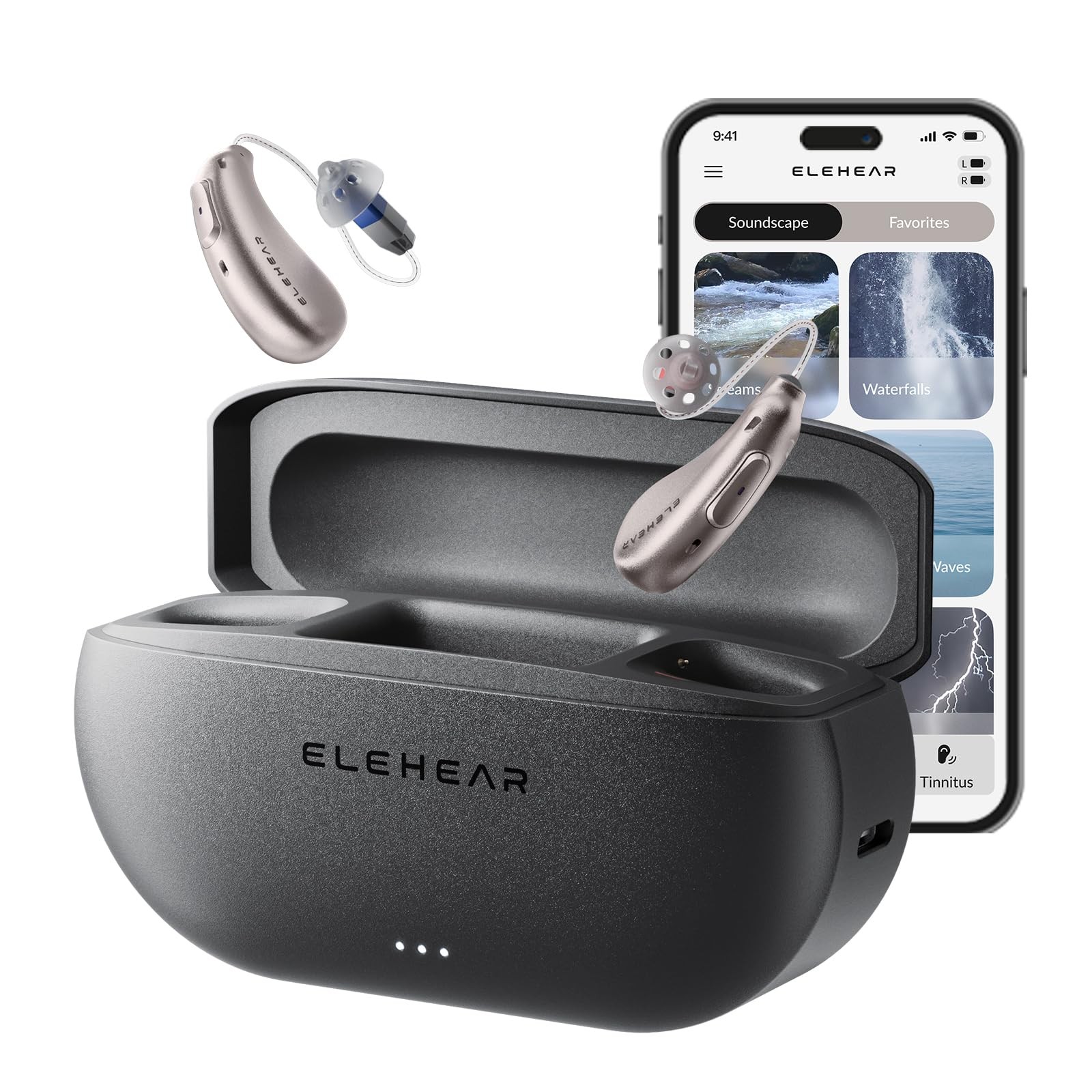 ELEHEAR Beyond Hearing Aids, Rechargeable Bluetooth OTC Hearing Aids for Seniors with AI Noise Cancellation, Superior Sound Quality Smart, Bluetooth Enabled & App Control, Champagne Gold