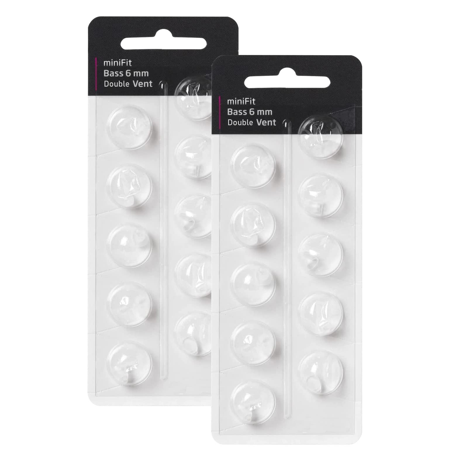 Hearing Aid Domes for Oticon Replacements, Oticon Minifit Double Vent Bass Domes (6 mm/2 Packs）, Universal Domes for Oticon Hearing Aid Supplies.