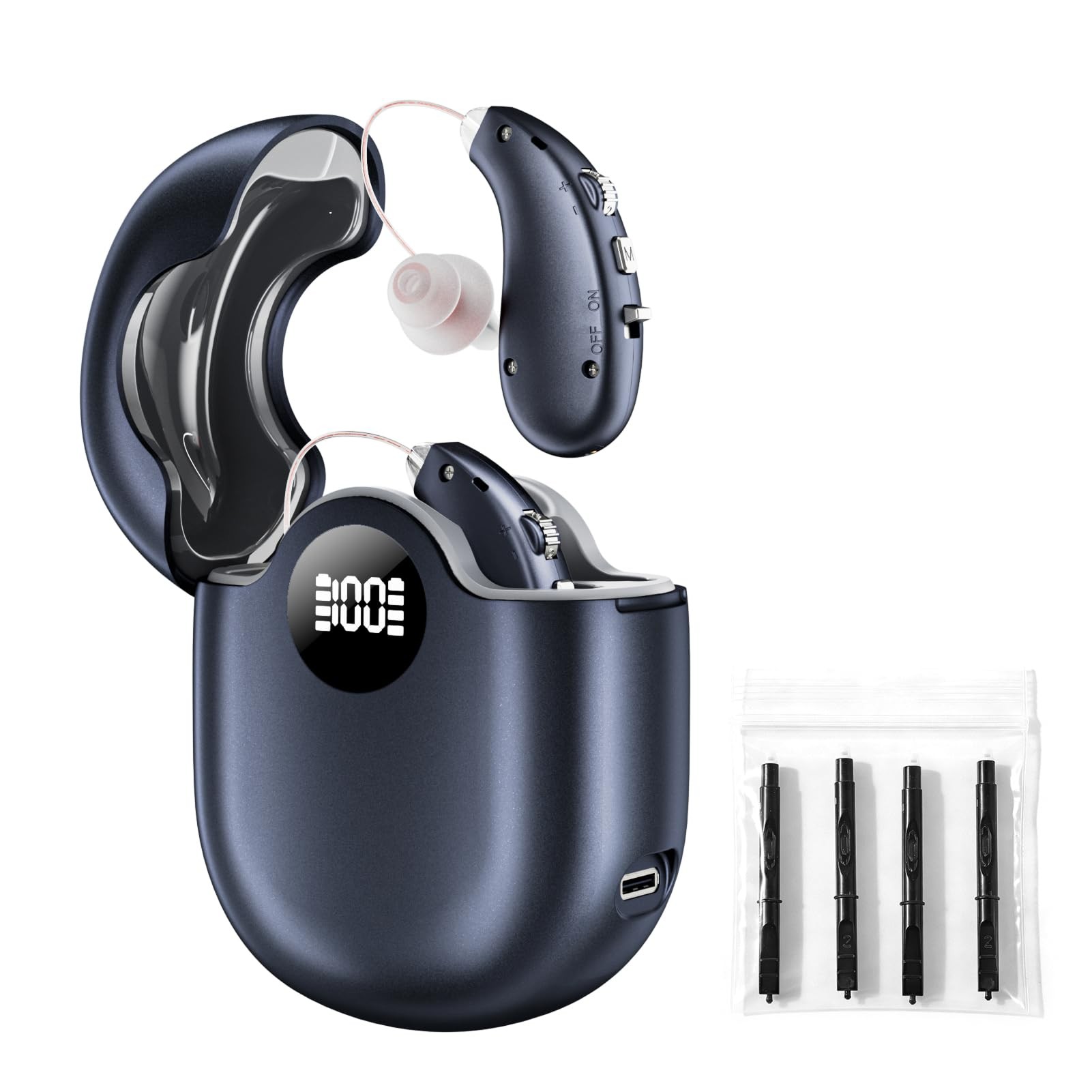 OTC Hearing Aids for Seniors, 16-Channel Digital Chip for Clear Speech, Intelligent Noise Reduction & Anti-Howling, 80Hrs Rechargeable, Invisible Comfortable Fit for People with Hearing Loss