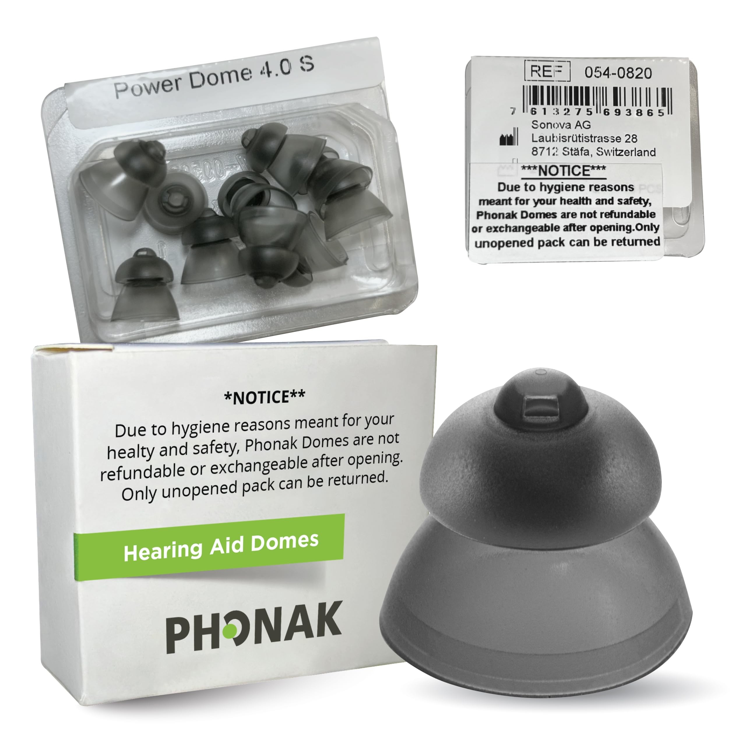 Phonak Power 4.0 Dome Small (0.39 inch=10mm) 10 Domes, Genuine OEM Switzerland Replacement by Sonova, Hearing Aid Domes for Phonak Audeo Marvel Paradise Lumity Accessories -1 Pack/10 Domes Total