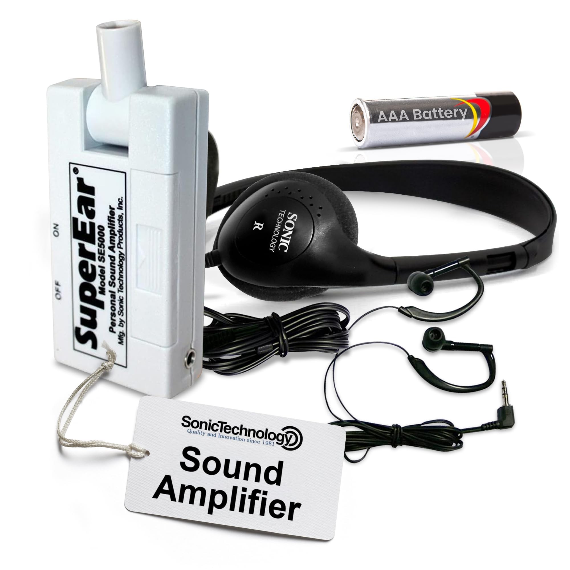 SuperEar Model SE5000 (PSAP) for Seniors - Hearing Amplifiers for Seniors, Super Ear Personal Sound Amplifier, Sound Amplifier Listening Device and Audio Accessories in 50dB Ambient Sounds Increase