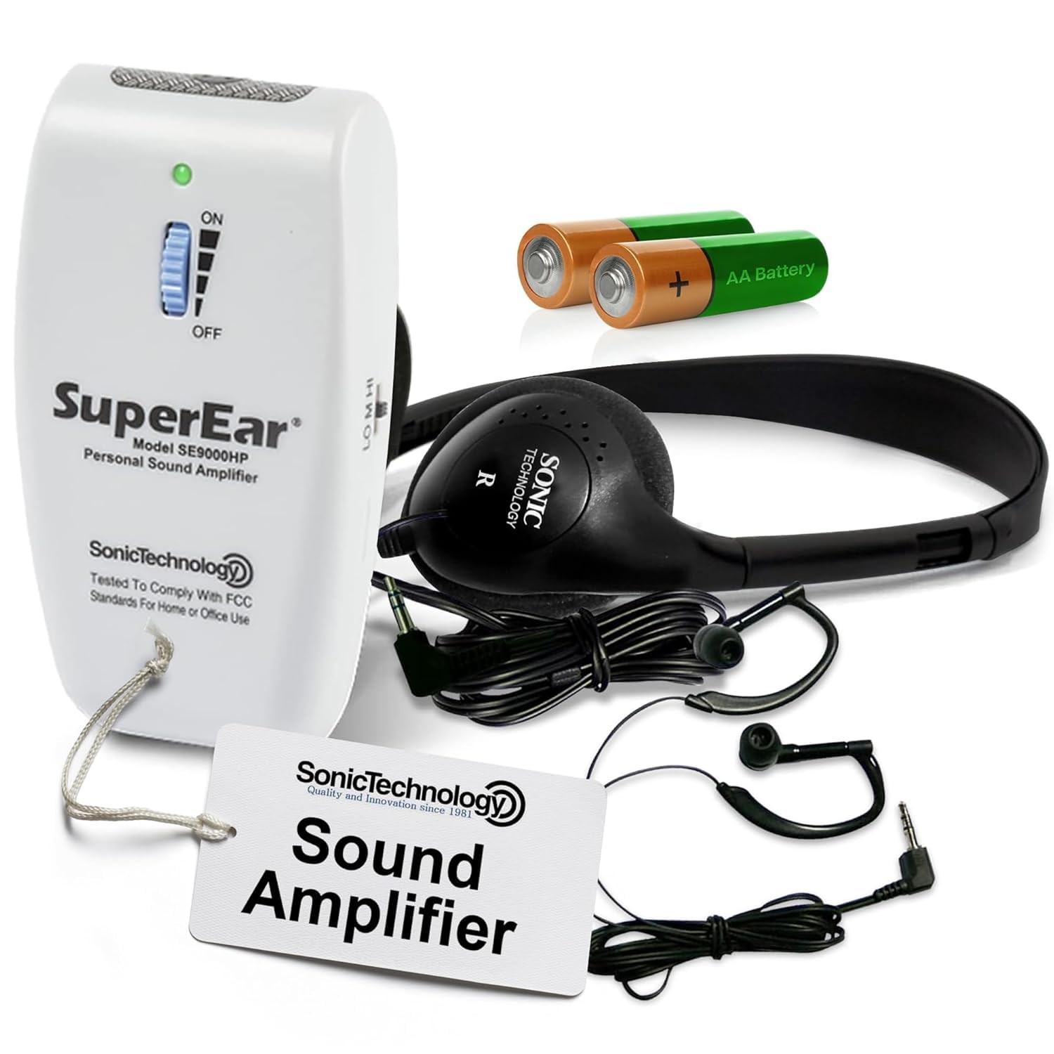 SuperEar Model SE9000HP for Seniors - Listening Amplifier for Seniors, Super Ear Personal Sound Amplifier, Sound Amplifier Listening Device. 50dB Ambient Sounds Increase
